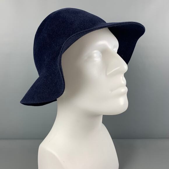 BURBERRY PRORSUM Spring 2015 Size L Navy Blue Rabbit Felt Hats - Picture 1 of 6